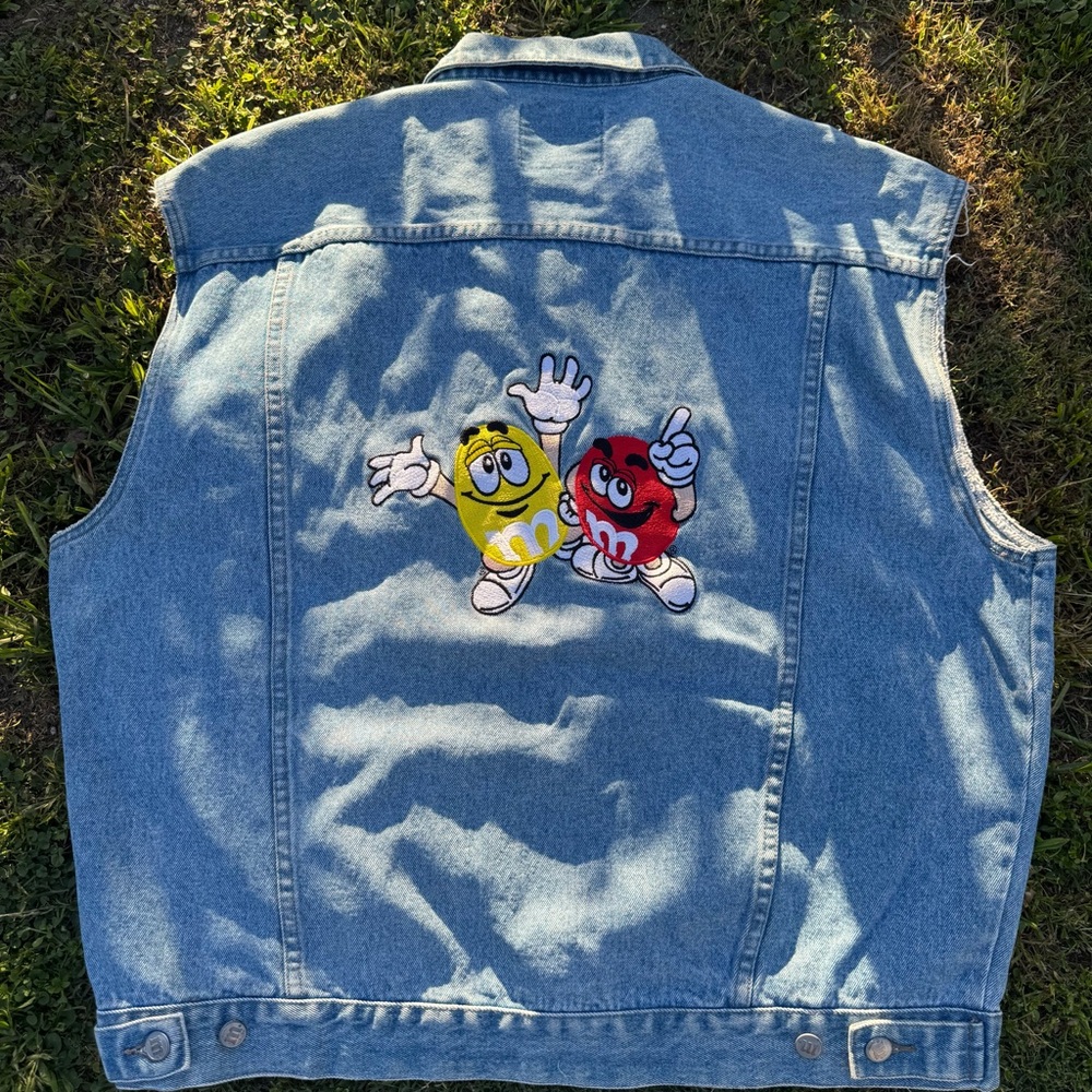 Denim Vest with M&M Characters - Blue with Red & Yellow Patch Size XL